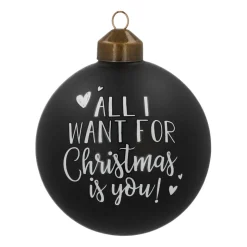 Besondere Weihnachtskugel „All I Want For Christmas“, Schwarz, Glas, 8 Cm