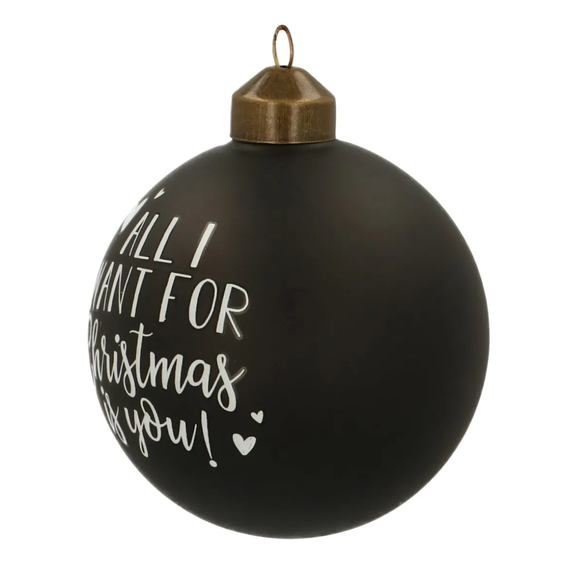 Besondere Weihnachtskugel „All I Want For Christmas“, Schwarz, Glas, 8 Cm