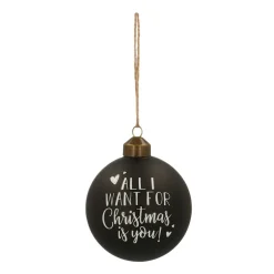 Besondere Weihnachtskugel „All I Want For Christmas“, Schwarz, Glas, 8 Cm