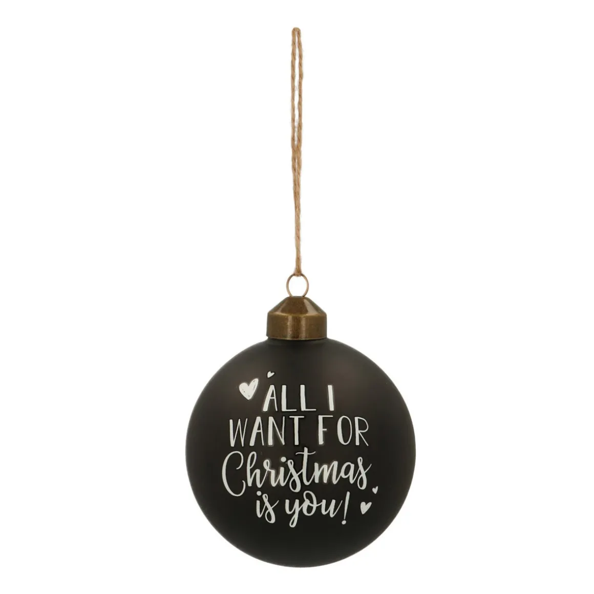 Besondere Weihnachtskugel „All I Want For Christmas“, Schwarz, Glas, 8 Cm