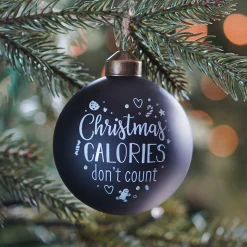 Besondere Weihnachtskugel „Christmas Calories Don't Count“, Schwarz, Glas, 8 Cm
