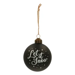 Besondere Weihnachtskugel „Let It Snow“, Schwarz, Glas, 8 Cm