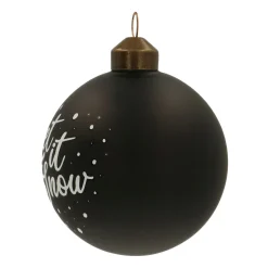 Besondere Weihnachtskugel „Let It Snow“, Schwarz, Glas, 8 Cm