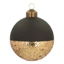 Besondere Weihnachtskugel In Glitzergold Getaucht, Schwarz, Glas, 8 Cm