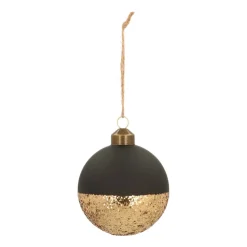 Besondere Weihnachtskugel In Glitzergold Getaucht, Schwarz, Glas, 8 Cm