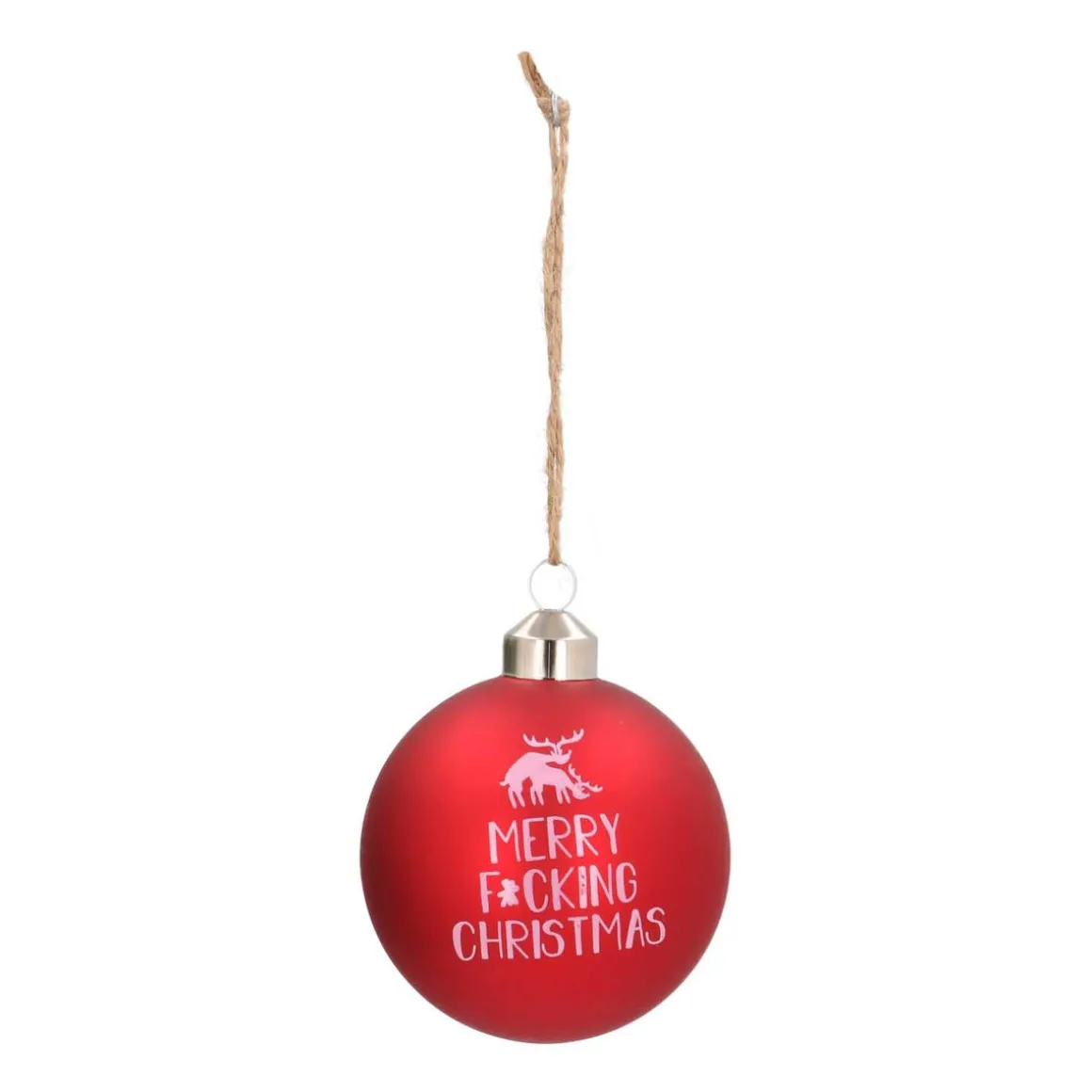 Besondere Weihnachtskugel „Merry F*cking Christmas“, Rot, Glas, 8 Cm