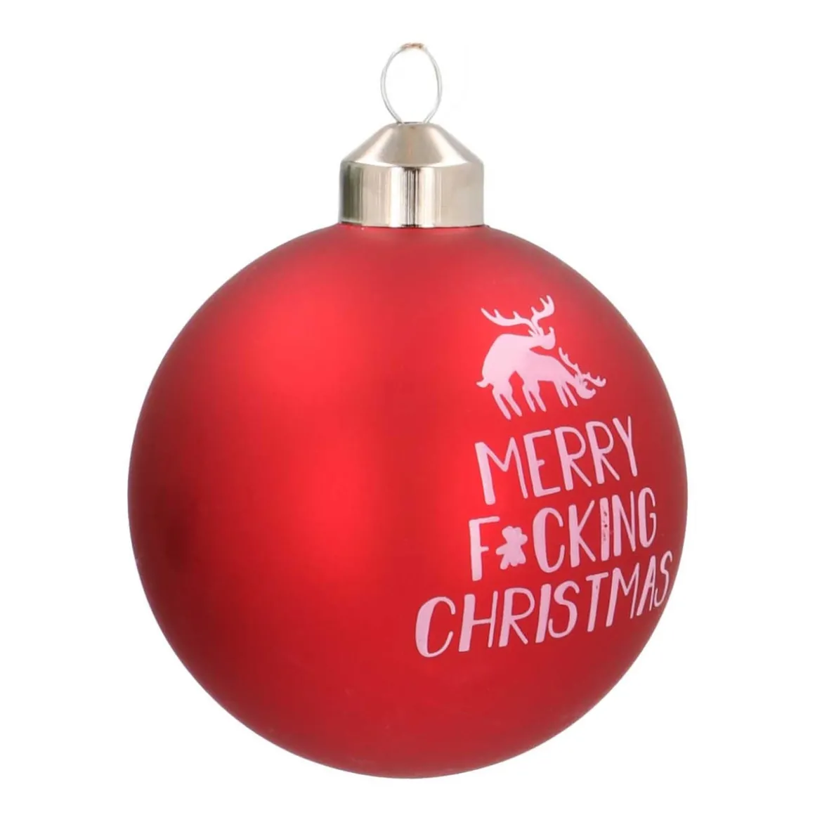 Besondere Weihnachtskugel „Merry F*cking Christmas“, Rot, Glas, 8 Cm
