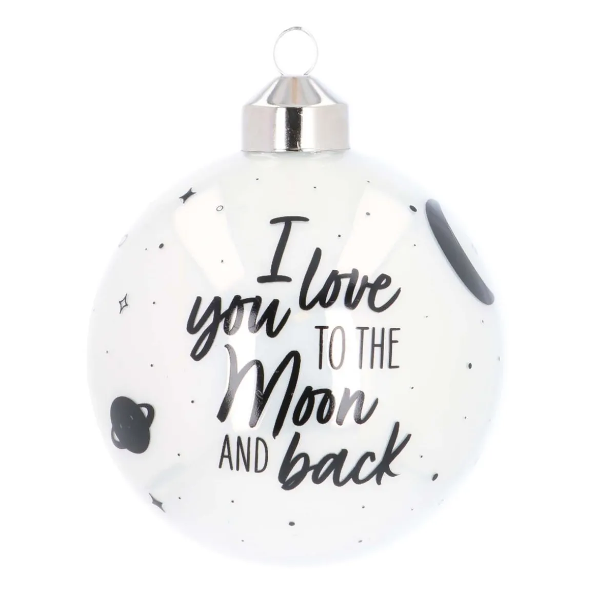 Besondere Weihnachtskugel „Love You To The Moon“, Weiß, Glas, 8 Cm
