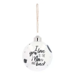 Besondere Weihnachtskugel „Love You To The Moon“, Weiß, Glas, 8 Cm