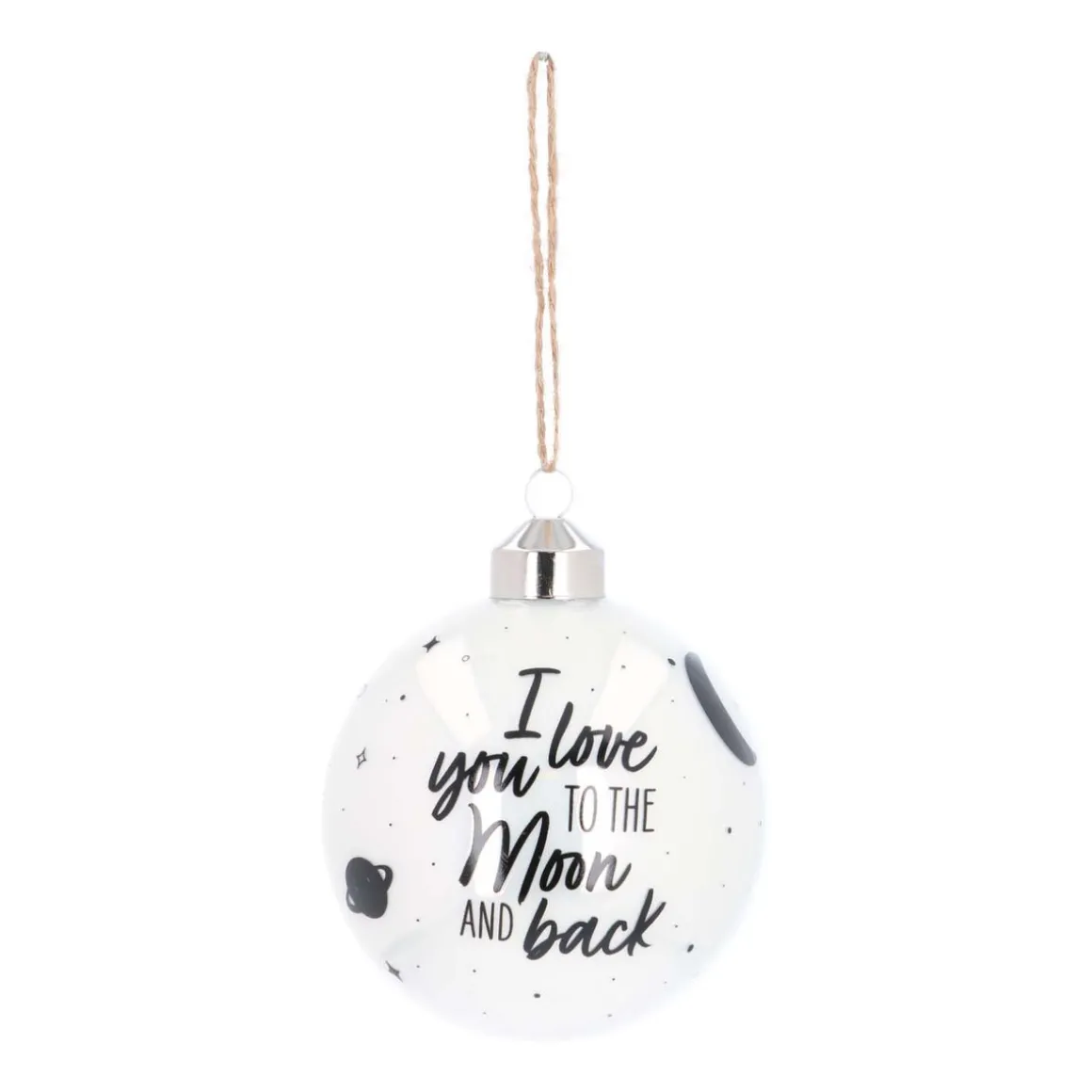 Besondere Weihnachtskugel „Love You To The Moon“, Weiß, Glas, 8 Cm
