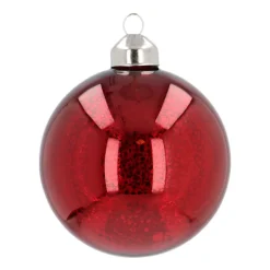 Besondere Weihnachtskugel Krakelee, Rot, Glas, 8 Cm