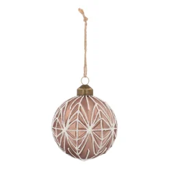 Besondere Weihnachtskugel Geometrisches Relief, Taupe, Glas, 8
