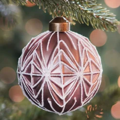 Besondere Weihnachtskugel Geometrisches Relief, Taupe, Glas, 8