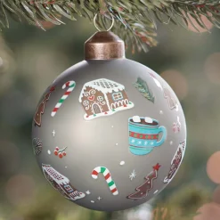 Besondere Weihnachtskugel Mit Weihnachtsmotiven, Cottage Green, Glas, 8 Cm