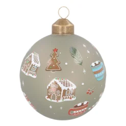 Besondere Weihnachtskugel Mit Weihnachtsmotiven, Cottage Green, Glas, 8 Cm