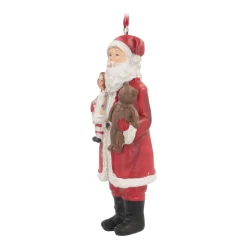 Besonderer Anhänger Weihnachtsmann Mit Teddy, Aus Polyresin, 11 Cm