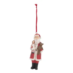 Besonderer Anhänger Weihnachtsmann Mit Teddy, Aus Polyresin, 11 Cm