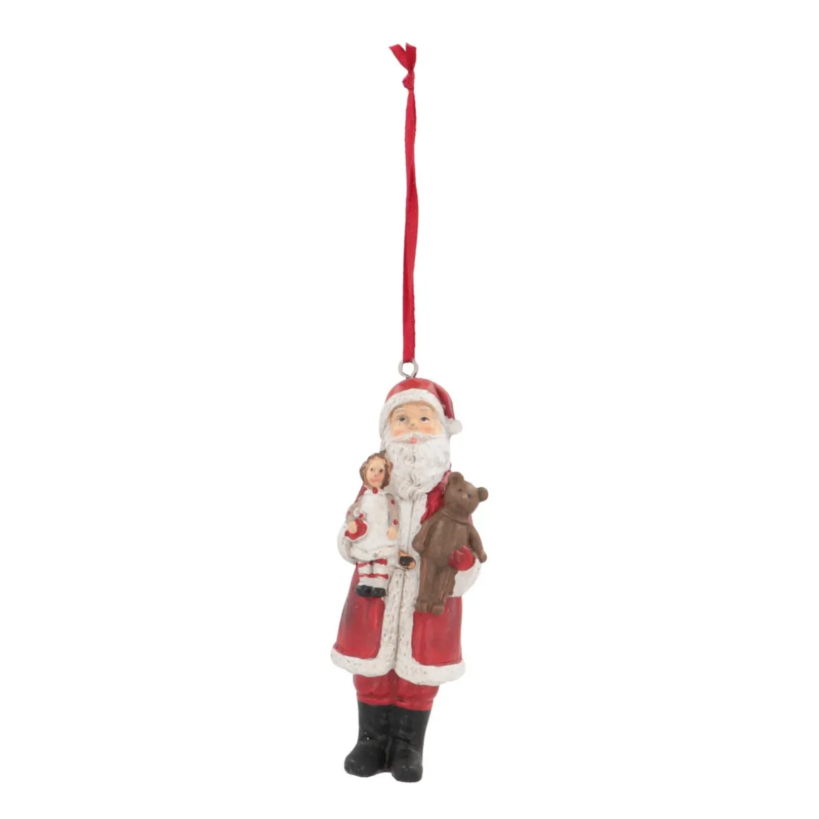 Besonderer Anhänger Weihnachtsmann Mit Teddy, Aus Polyresin, 11 Cm