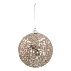 Bezaubernde Weihnachtskugel Pailletten, Champagner, Kunststoff, 8 Cm