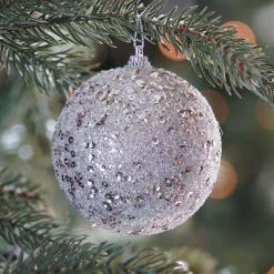 Bezaubernde Weihnachtskugel Perlen, Champagner, Kunststoff, 8 Cm