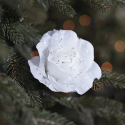 Blume Mit Clip Weiß, Aus Kunststoff, 12 Cm