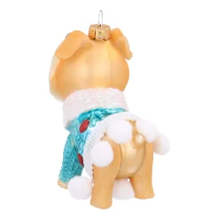 Bulldogge Mit Blauem Pullover Als Weihnachtsanhänger