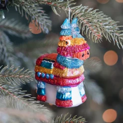 Bunte Und Verspielte Piñata-Weihnachtshänger Aus Glas