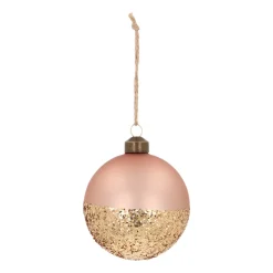 Champagnerfarbene Weihnachtskugel Mit Glitzer-Dip