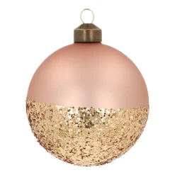 Champagnerfarbene Weihnachtskugel Mit Glitzer-Dip