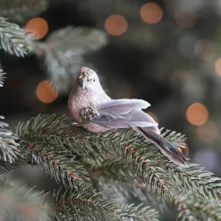 Champagnerfarbener Vogel Auf Klammer Mit Luxuriösen Federn