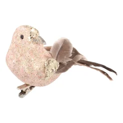 Champagnerfarbener Vogel Auf Klammer Mit Luxuriösen Federn