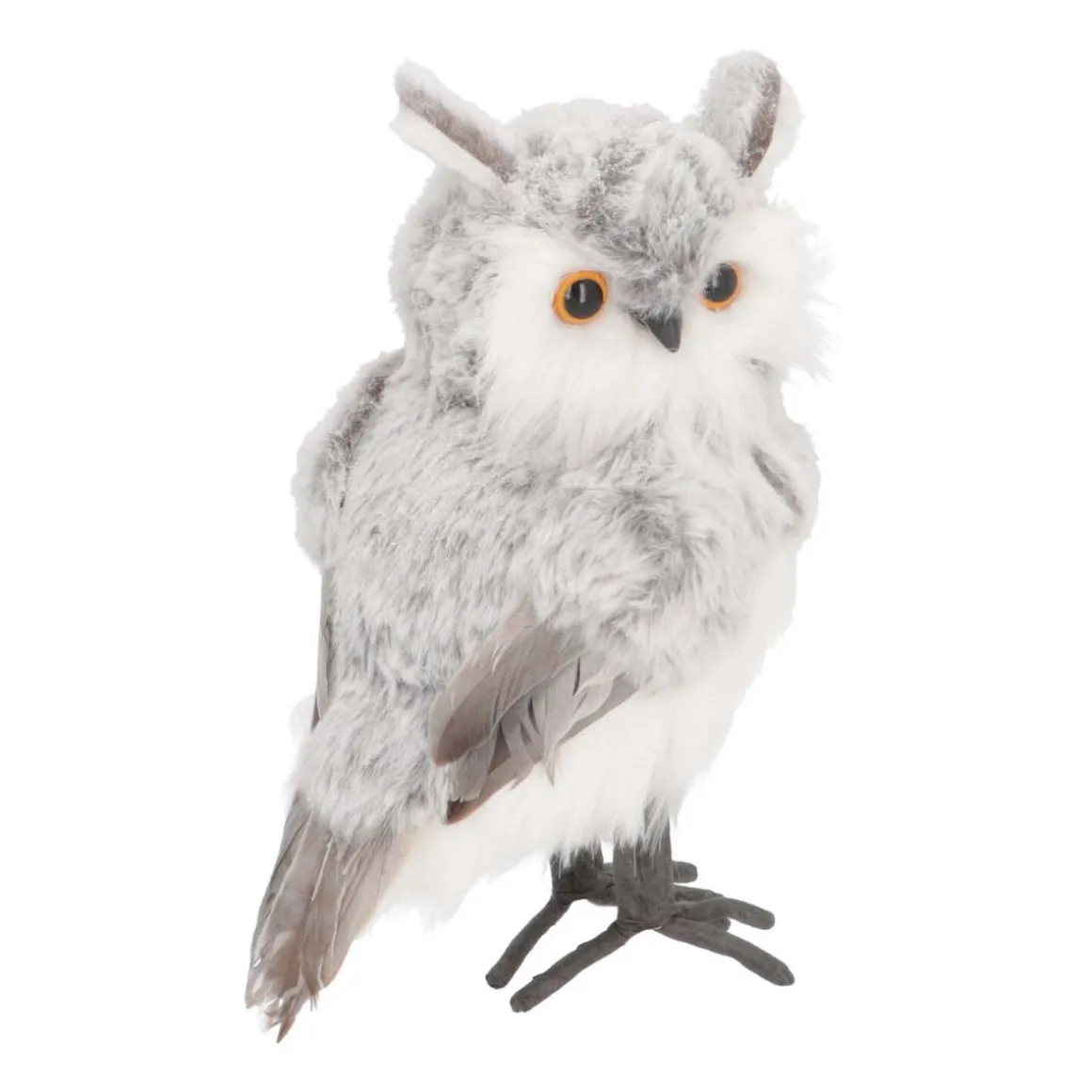 Christbaumschmuck Eule, Stehend, Grau-weiß, 23 Cm