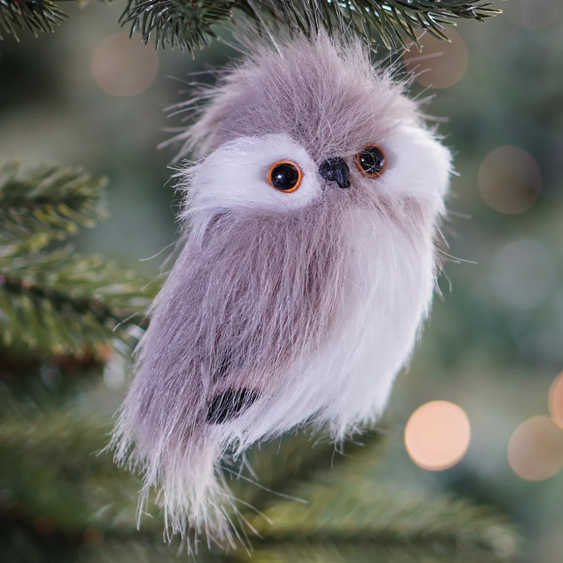 Christbaumschmuck Eule, Stehend, Braun-weiß, 9 Cm