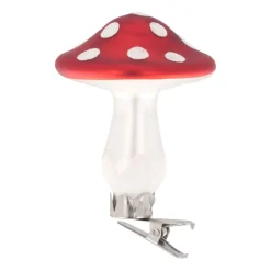 Christbaumschmuck Fliegenpilz Mit Clip, Rot-weiß, Glas, 8 Cm