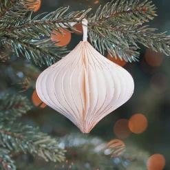 Christbaumschmuck Papier Zwiebelform, Weiß, 8 Cm
