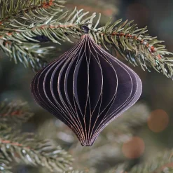 Christbaumschmuck Papier Zwiebelform, Schwarz, 8 Cm