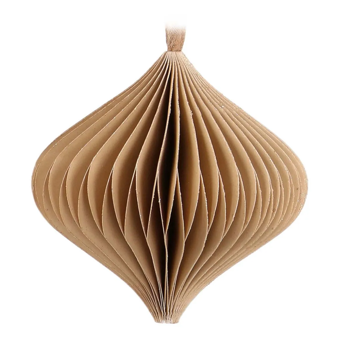 Christbaumschmuck Papier Zwiebelform, Taupe, 8 Cm