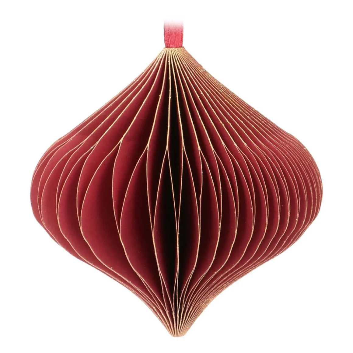 Christbaumschmuck Papier Zwiebelform, Bordeaux, 8 Cm