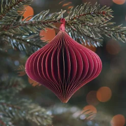 Christbaumschmuck Papier Zwiebelform, Bordeaux, 8 Cm