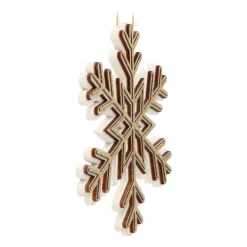 Christbaumschmuck Schneeflocke, Champagner, Holz, 12 Cm