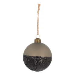 Cottage-grüne Weihnachtskugel Mit Schwarzem Glitter-Dip