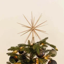 3D Strahlenstern Christbaumspitze, Champagner, Kunststoff, 35cm