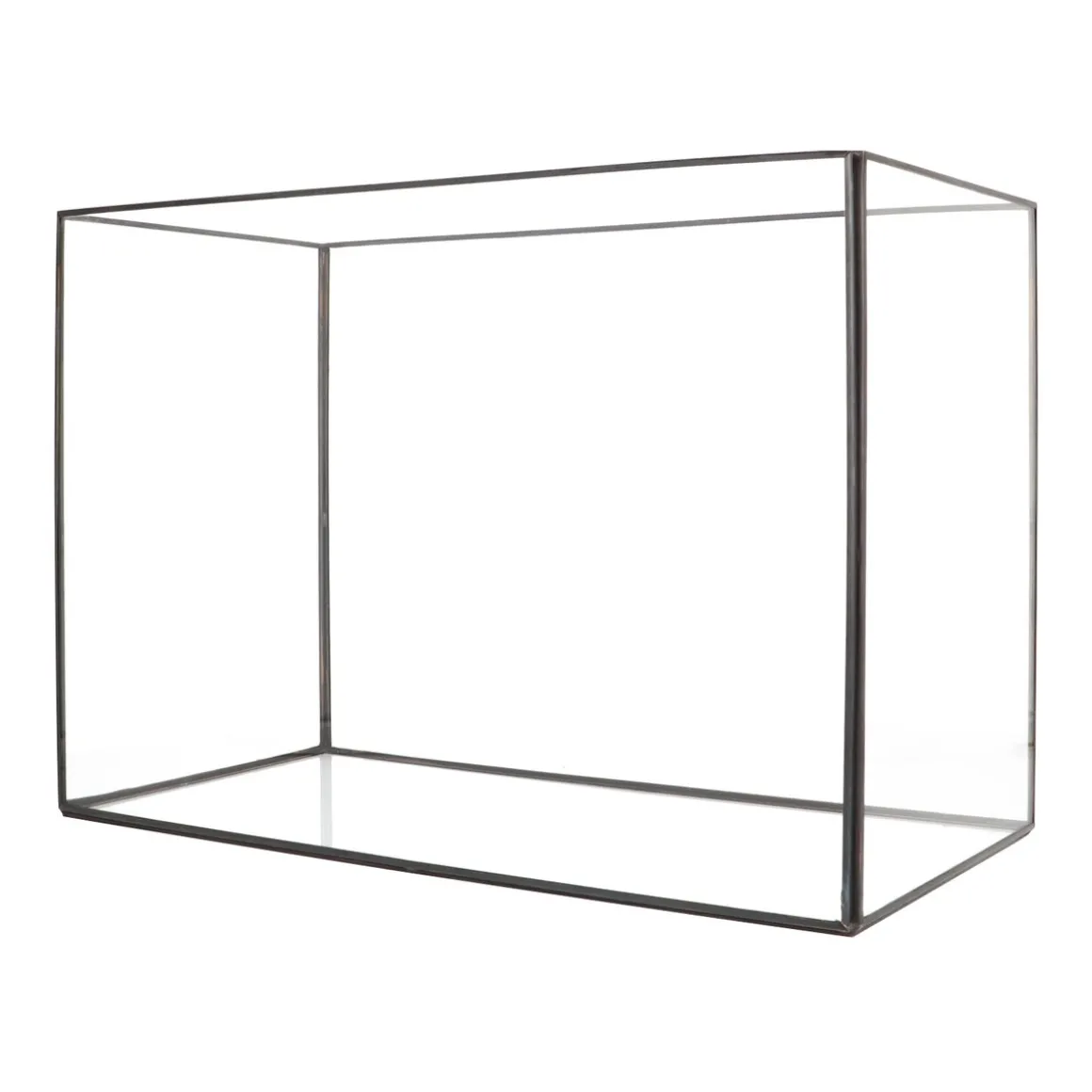 Dekorativer Glasbehälter Mit Metallrahmen