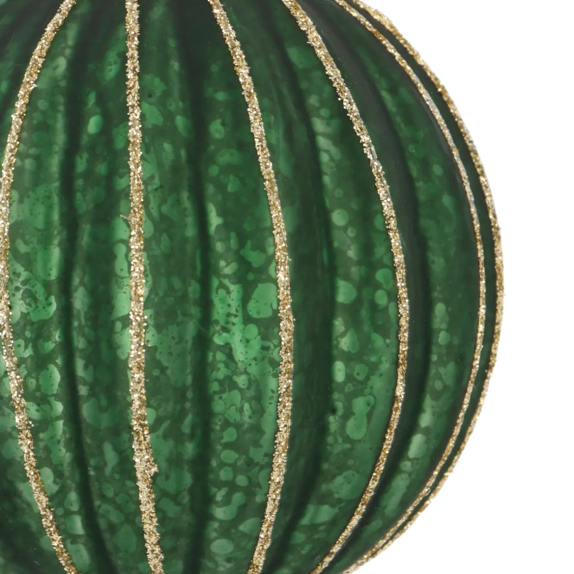 Dunkelgrüne Weihnachtskugel Mit Goldenen Glitzerstreifen