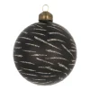 Edle Weihnachtskugel Goldstreifen, Schwarz, Glas, 8 Cm