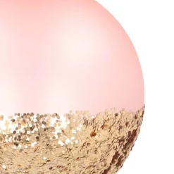 Edle Weihnachtskugel In Glitzergold Getaucht, Rosa, Glas, 8 Cm