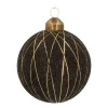 Edle Weihnachtskugel Mit Eleganten Streifen, Schwarz, Glas, 8 Cm