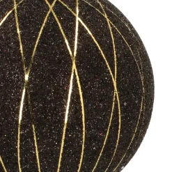 Edle Weihnachtskugel Mit Eleganten Streifen, Schwarz, Glas, 8 Cm