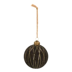 Edle Weihnachtskugel Mit Eleganten Streifen, Schwarz, Glas, 8 Cm