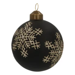 Edle Weihnachtskugel Schneeflocke, Schwarz, Glas, 8 Cm